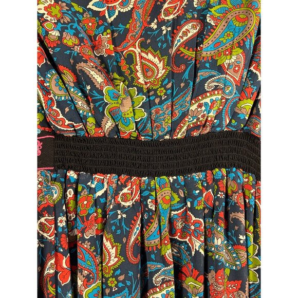 Flying Tomato Bohemian Paisley Dress Size Small Long Sleeve V-Neck - Picture 8 of 12